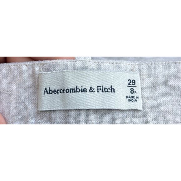 Abercrombie & Fitch Womens Linen Bermuda Shorts Size 8 Preppy Fisherman Pleated - Picture 4 of 5